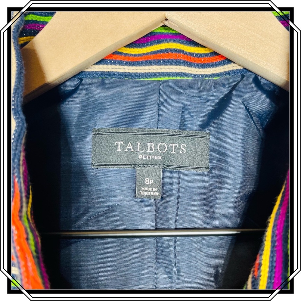 Talbots Multi Color Striped Blazer Size 8 Petite - image 5